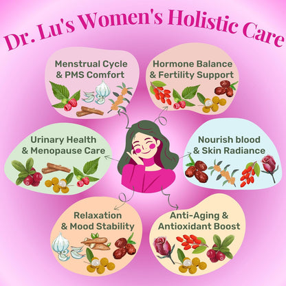 Dr. Lu's Happy Girl Tea | 100% Natural Herbal Tea for Hormone Balance, Menstrual, PMS, PCOS & Menopause | Antioxidant & Anti-Aging Rose Tea with Raspberry Leaf, Cranberries, Goji Berries & More