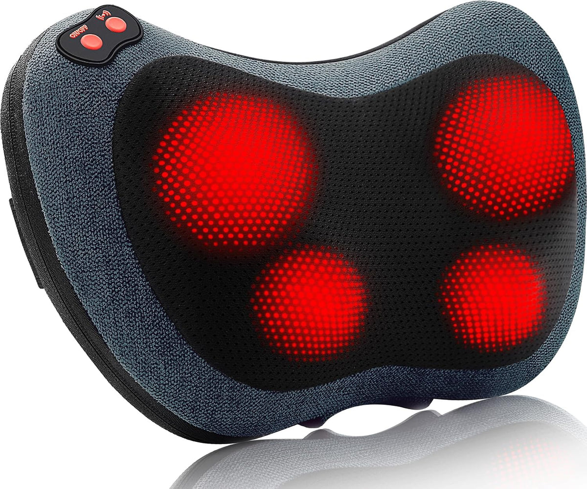 Papillon Back Massager with Heat,Shiatsu Pillow for Body Pain Relief Gray