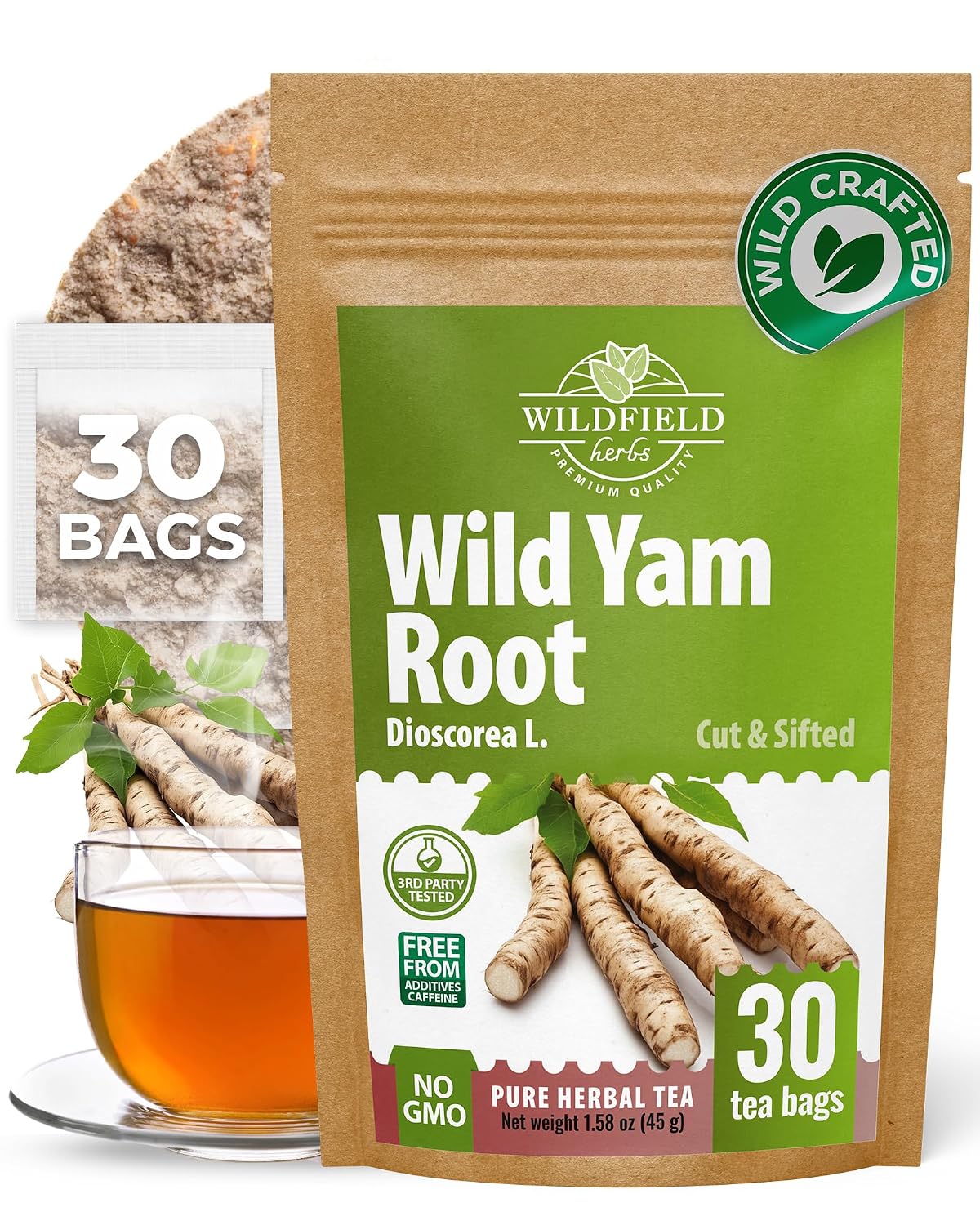 30 Bags Wild Yam Root Herbal Tea (Dioscorea) – 30 Tea Bags 1.5g Dioscorea Root Raíz de Name Silvestre