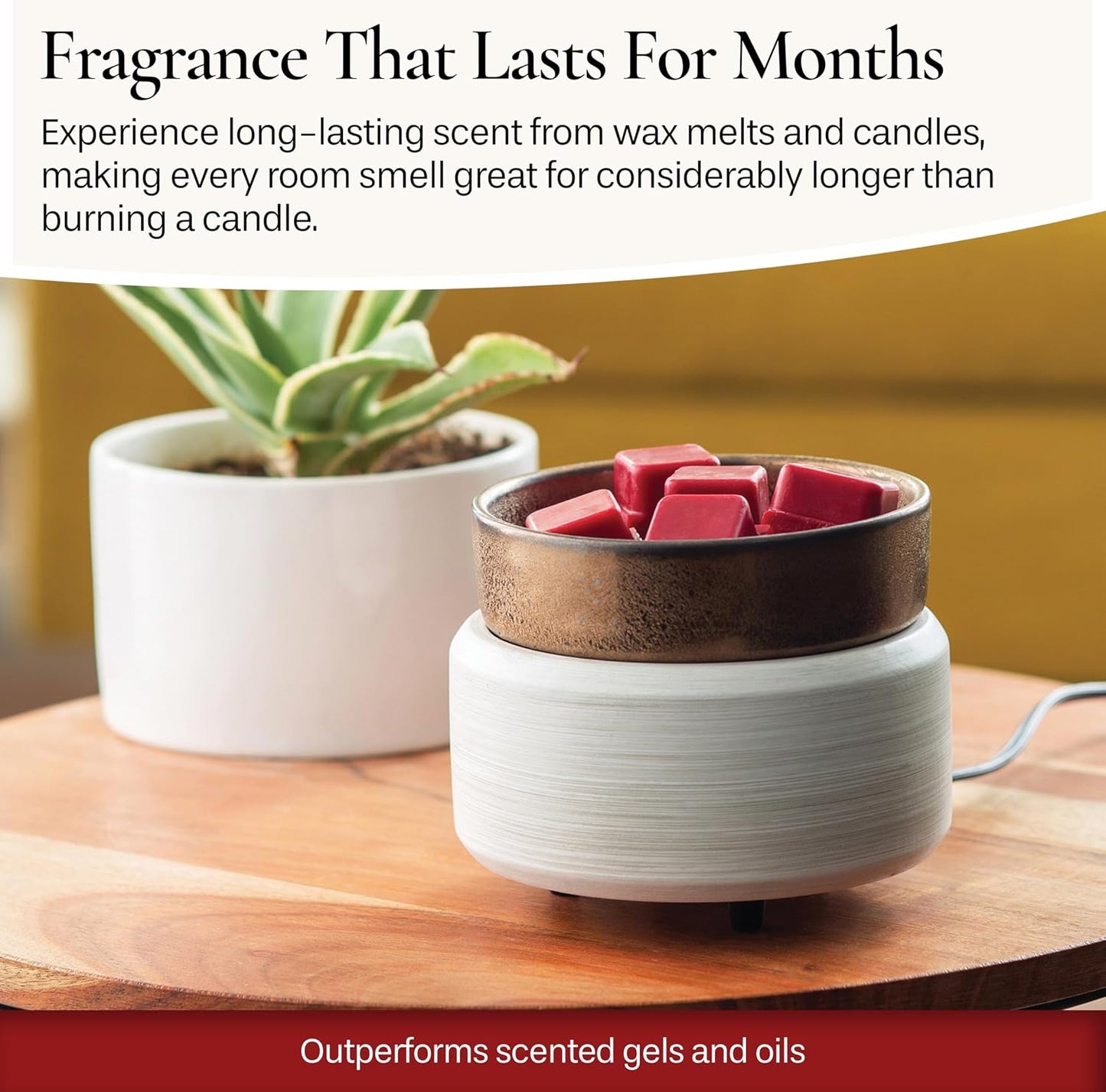 Candle Warmers ETC 2-in-1 Candle and Fragrance Warmer for Warming Scented Candles or Wax Melts and Tarts with to Freshen Room, Primitive Black and Bronze