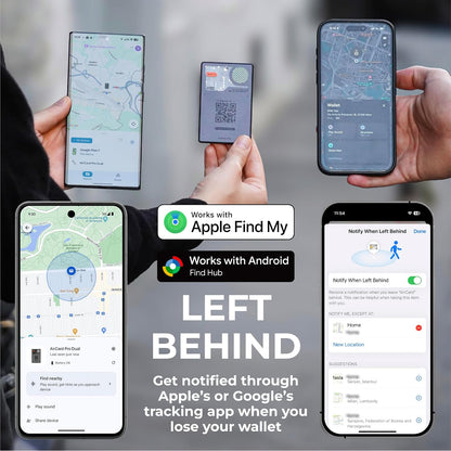 Rolling Square AirCard Pro Dual - Bluetooth Wallet Tracker - Compatibile with Both Apple iOS Find My and Google Android Find Hub – Wireless Charging, Anti-Loss Card – Smart Locator, Gray
