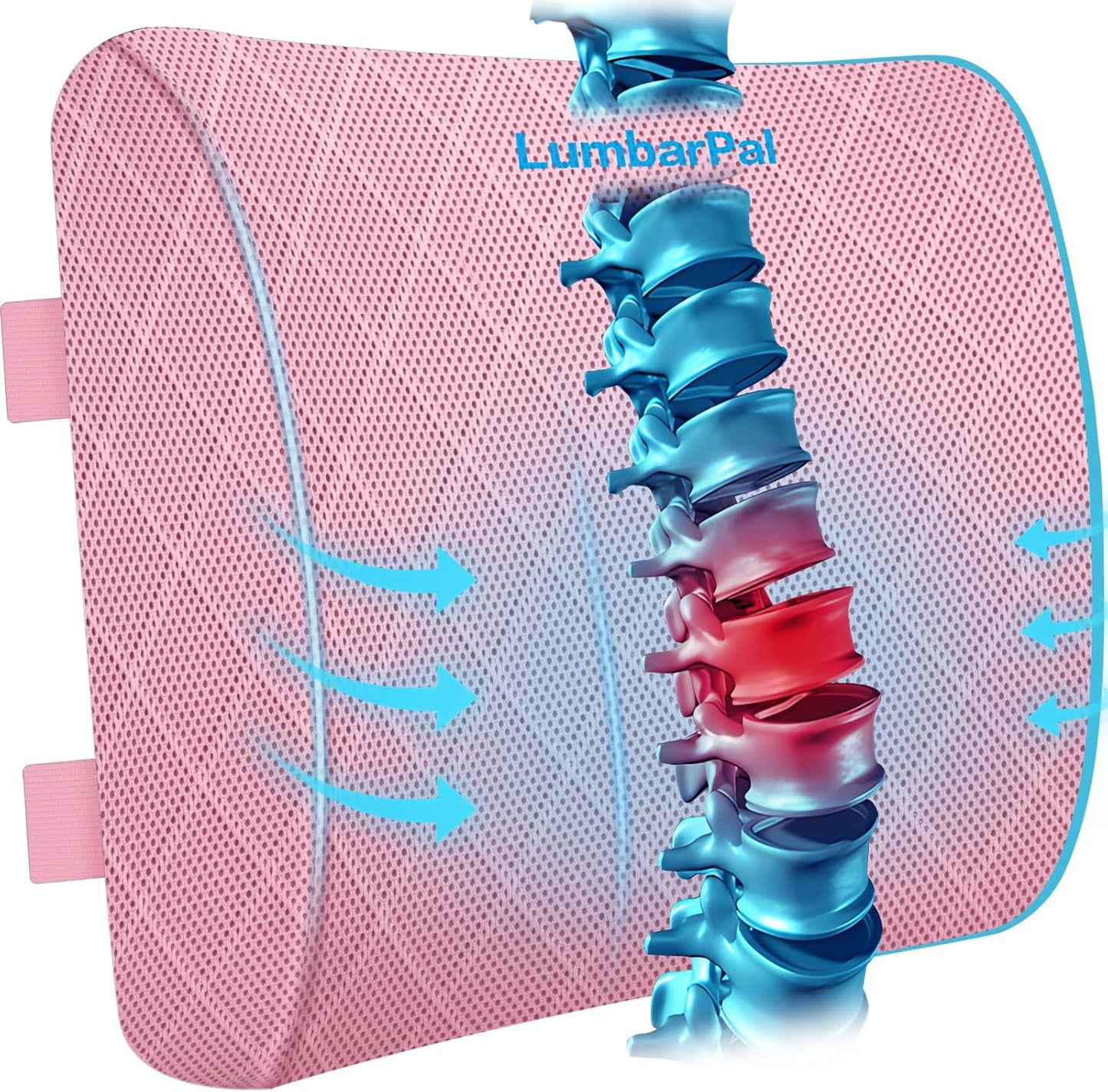 Lumbar Support Pillow for Office Chair Back Support Lumbar Pillow for Car, Gaming, Office Chair - Improve Sitting Posture & Back Pain Relief, Memory Foam, Adjustable Straps, Grey
