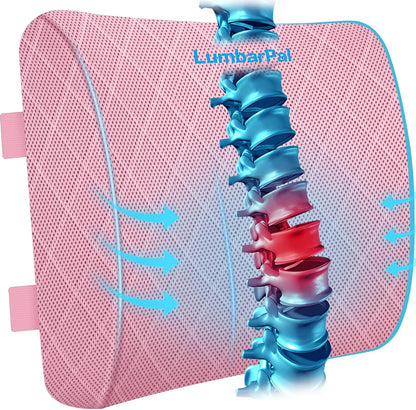 Lumbar Support Pillow for Office Chair Back Support Lumbar Pillow for Car, Gaming, Office Chair - Improve Sitting Posture & Back Pain Relief, Memory Foam, Adjustable Straps, Grey