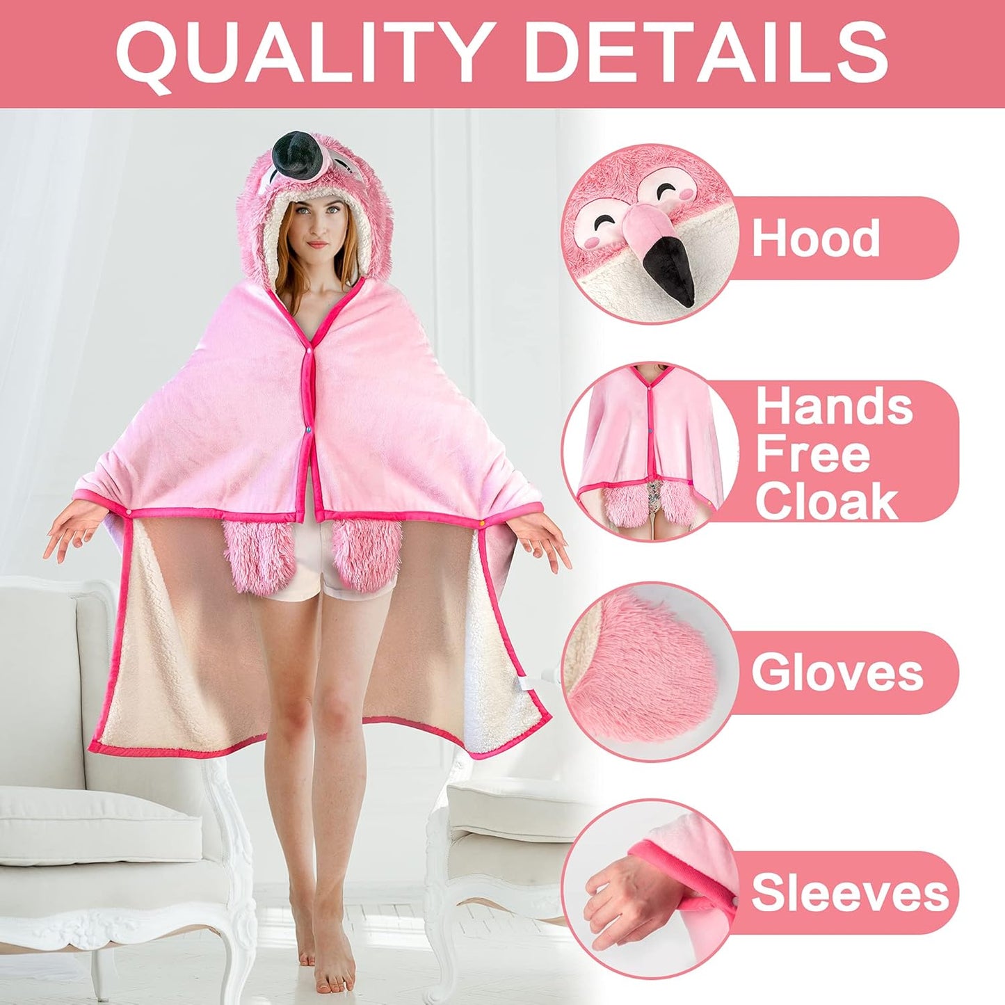 Penguin Wearable Hooded Blanket for Adults – Super Soft Warm Cozy Plush Flannel Fleece & Sherpa Hoodie Throw Cloak Wrap - Penguin Gifts for Women Adults Girls and Kids