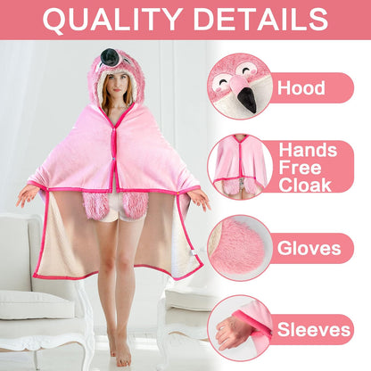 Penguin Wearable Hooded Blanket for Adults – Super Soft Warm Cozy Plush Flannel Fleece & Sherpa Hoodie Throw Cloak Wrap - Penguin Gifts for Women Adults Girls and Kids