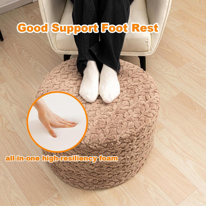 Round Pouf Ottoman Foot Stool 20x14In Ottoman Footrest for Couch Sofa Green