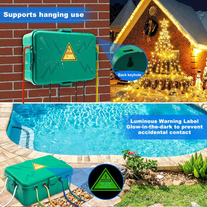 Hrensaw Large Outdoor Electrical Box Waterproof(12.5x8.5x5inch),IP54 Waterproof Outdoor Outlet Covers,Weatherproof Extension Cord Covers Protect Outlet,Plug,Timer,Power Strip,Holiday Light,Black