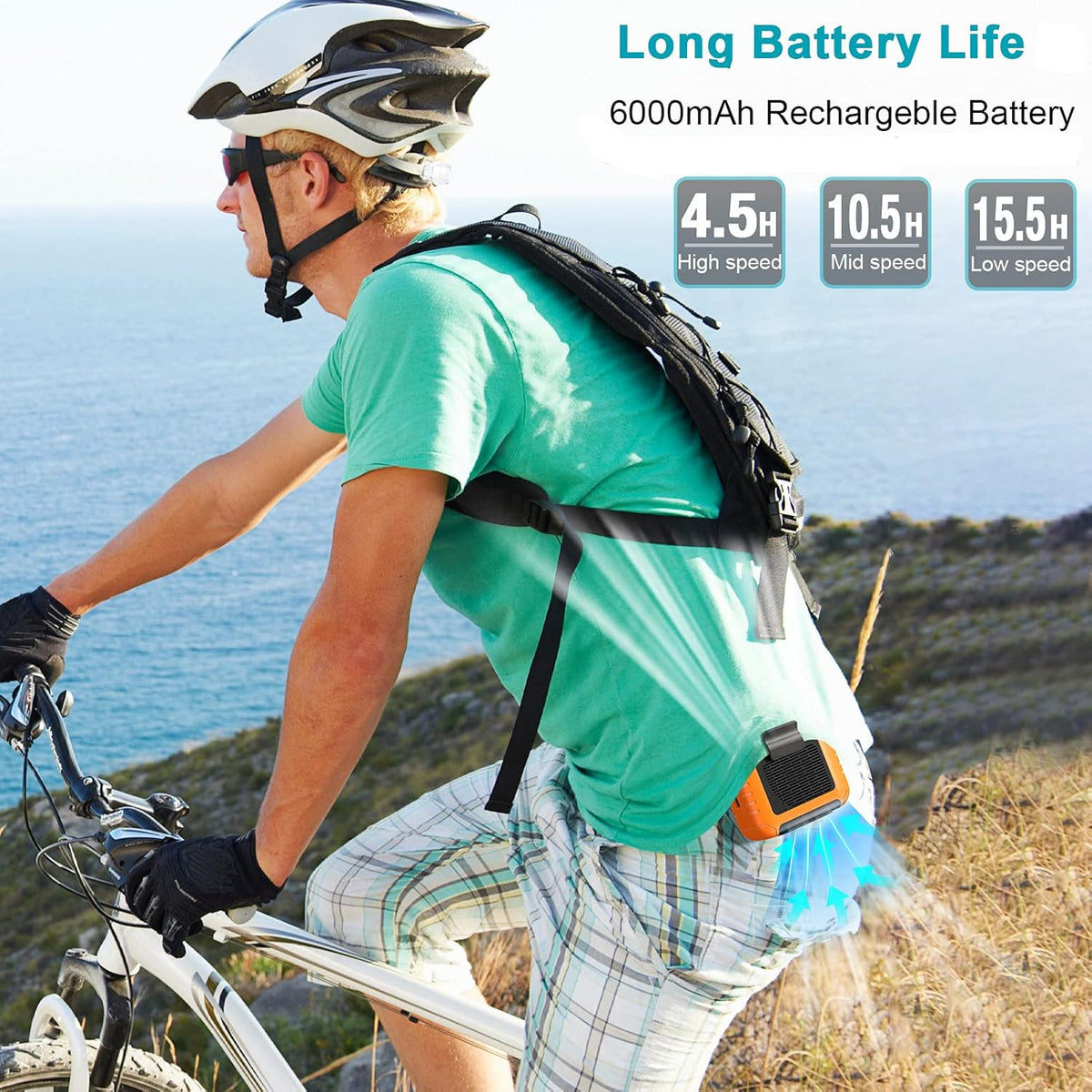 Portable Waist Under Shirt Fan, 23H Working Time, 6200 RPM Strong Airflow