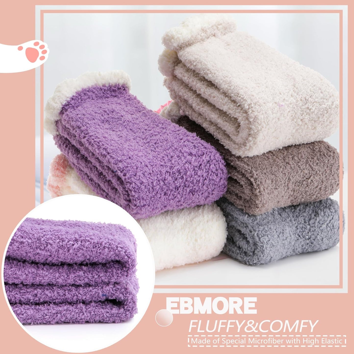 EBMORE Womens Fuzzy Socks Slipper Fluffy Cozy Comfy Cabin Plush Warm Winter Sleep Home Soft Socks
