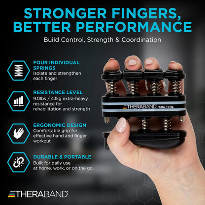TheraBand Finger Exerciser — Hand & Finger Strengthener for Grip, Dexterity, Arthritis & Rehab — Spring-Loaded, Isolates Each Finger