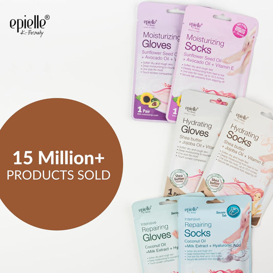 Epielle Hydrating Foot Mask 6 Pairs, Relieve and Soften with Shea Butter & Jojoba Oil, Deep Moisturizing Socks for Dry, Cracked Feet, Self Care Gifts for Women, Spa Kit