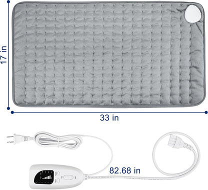 Electric Heating pad with 6 Heat Settings, Auto Shut Off, Dry Electric Heating for Back Neck Knee Arms Legs Shoulder Heat Pads for Christmas Birthday Father Mother's Day (24"X12", Gray Green)