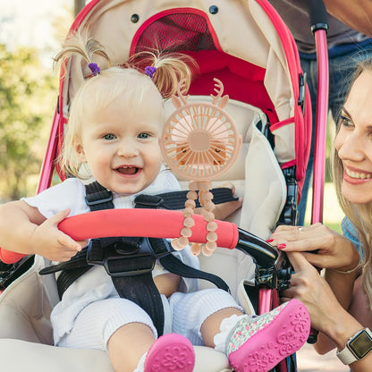 USB Stroller Fan with Flexible Tripod, Adjustable Head and LED Lights