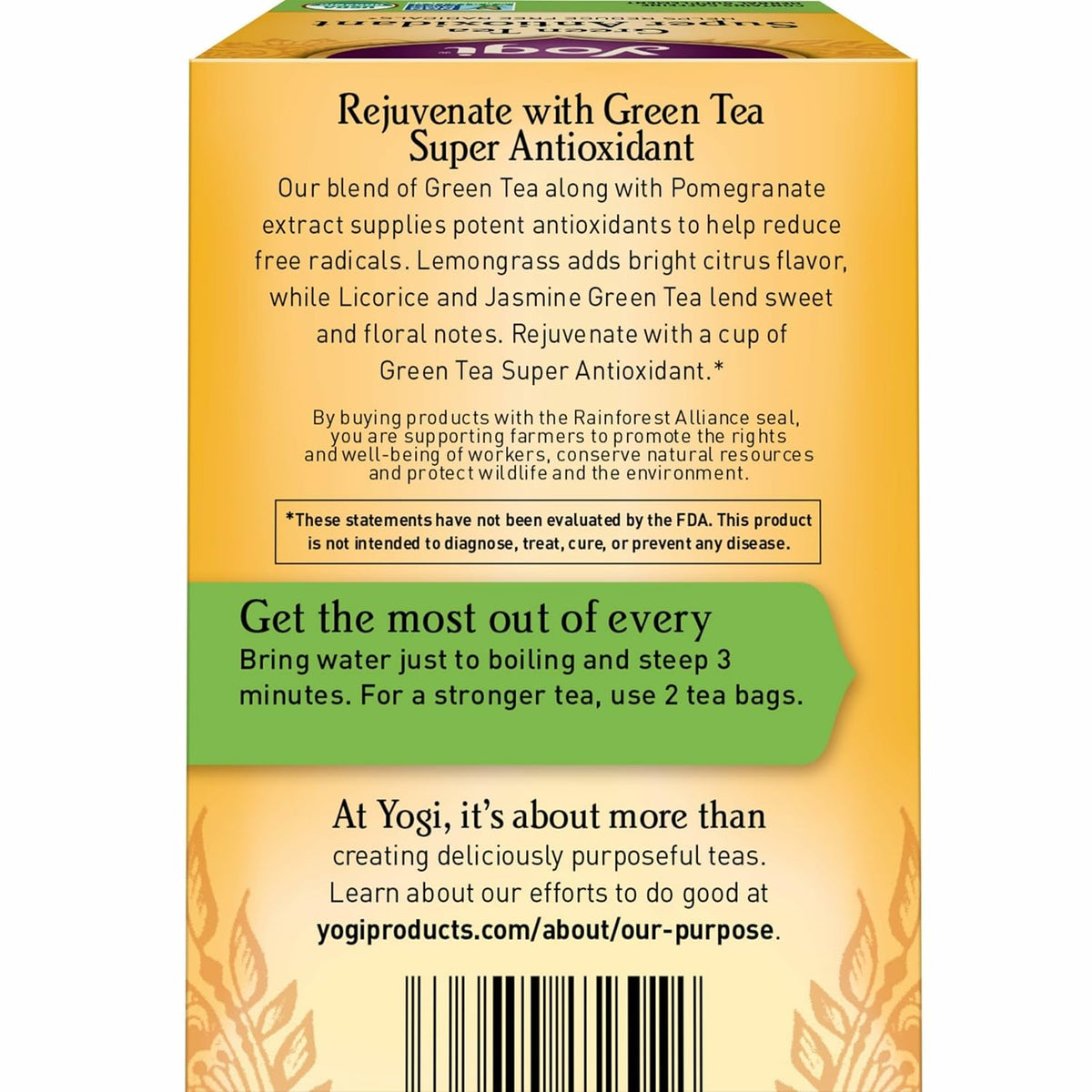 Yogi Green Tea Super Antioxidant, 16 Tea Bags (6 Pack)