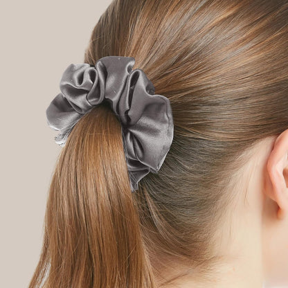 LILYSILK Silk Hair Scrunchies / Ties for Frizz & Breakage Prevention, 100% Mulberry, No Damage, Elastic ponytail Holders, 1Pc, Coffee - Colors B