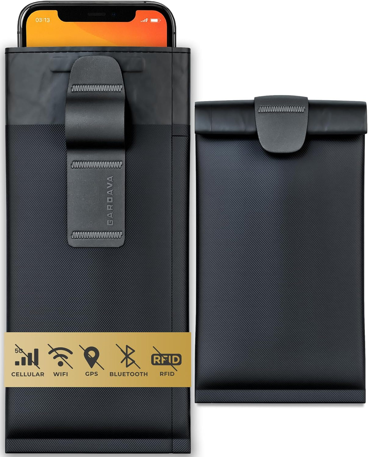 Military Grade Faraday Bag for Phones - RFID Signal Blocking Pouch, Faraday Cage Cell Phone Case, Key Fob Protector, 3rd Party Tested Black