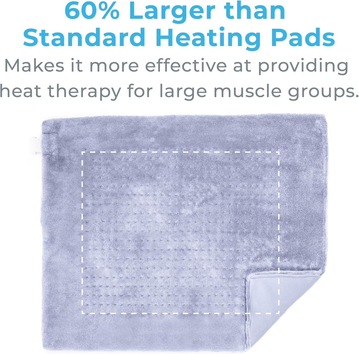 Pure Enrichment PureRelief Ultra-Wide Microplush Heating Pad - 20” x 24” XXL Size & 6 Heat Settings for Temporary Neck, Shoulder & Back Pain Relief - Moist Heat Option & Machine Washable (Gray)