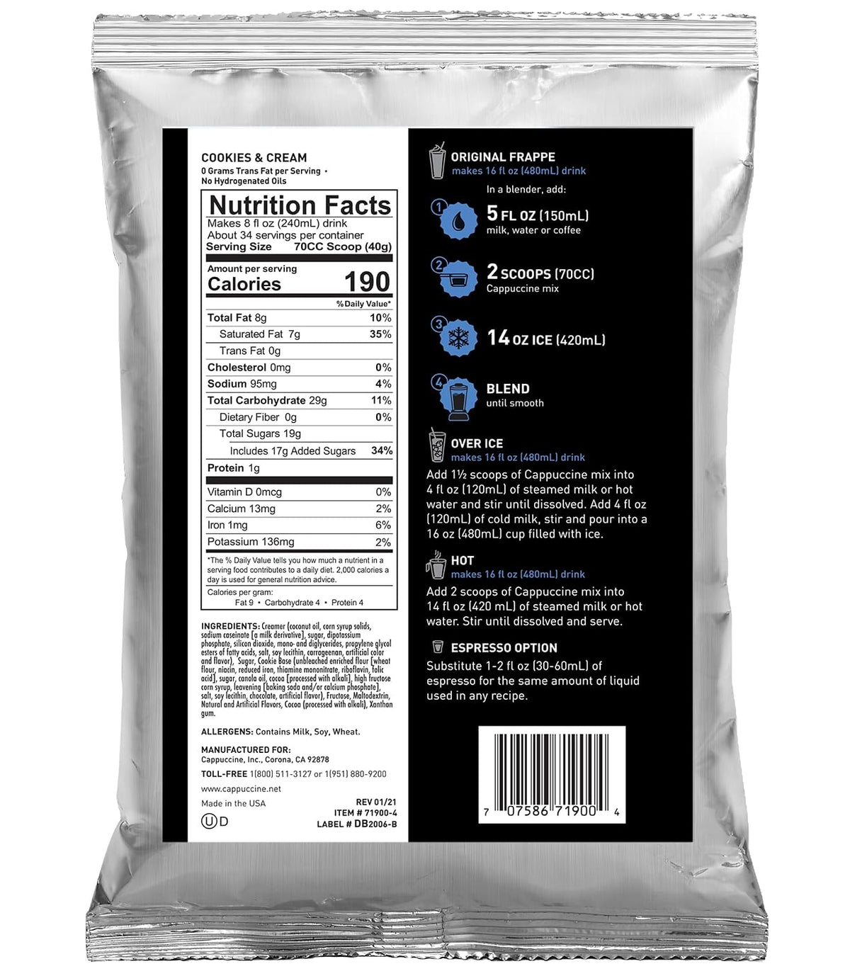 Cappuccine Sweetened Matcha Green Tea, 3 Pounds