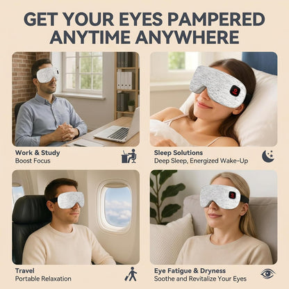 Cordless Heated Eye Mask for Dry Eyes Relief, Rechargeable Warm Eye Compress with 3 Temps, Washable Cover & Bonus Shell, Electric Eye Heating Pad for Sleep, Stye, Travel