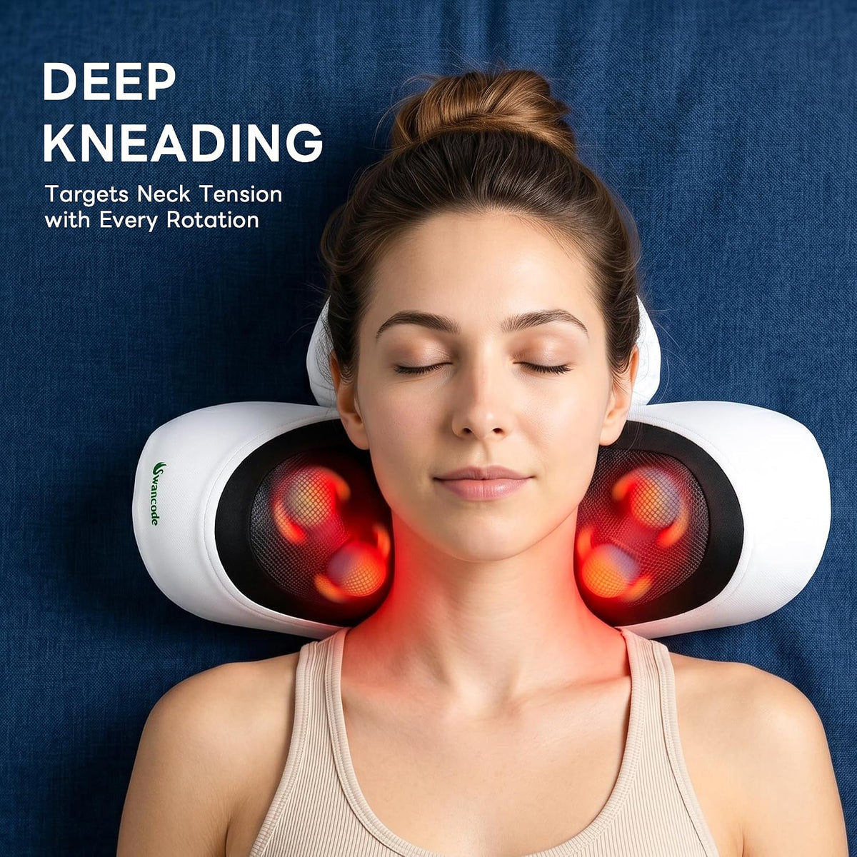 Upgraded 3-in-1 Neck Massager Pillow with Heat, Portable Cordless Neck Massager for Pain Relief Deep Tissue, Rechargeable Pillow Massager for Neck & Shoulder Relaxation (Gray)