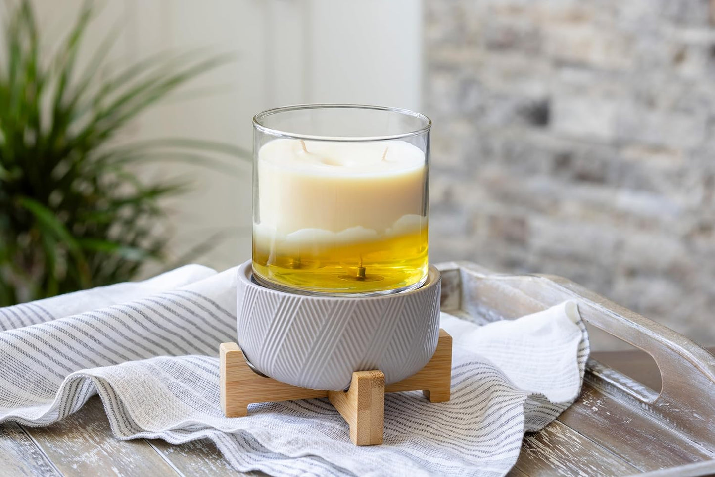 Candle Warmers ETC 2-in-1 Candle and Fragrance Warmer for Warming Scented Candles or Wax Melts and Tarts with to Freshen Room, Primitive Black and Bronze