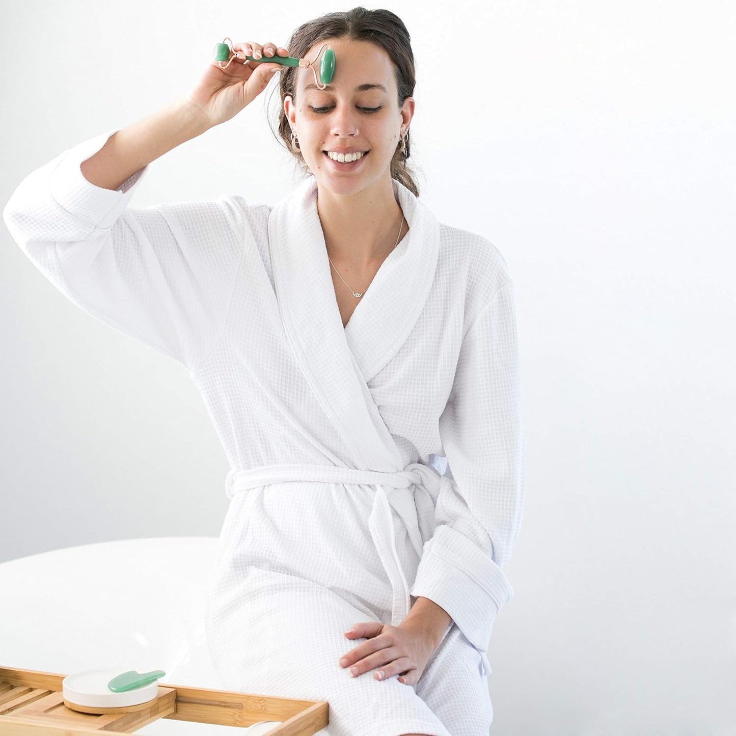 WITTY Jade Face Roller and Gua Sha Set in Hand-Drawn Giftbox - Gua Sha Stone, Face Massager Roller, Beauty Massage Face Scraper Tools - Guasha Tool for Face Roller Skin Care, Eyes, Neck - Extra Pouch