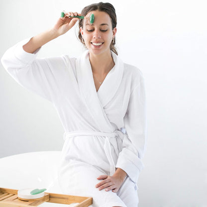WITTY Jade Face Roller and Gua Sha Set in Hand-Drawn Giftbox - Gua Sha Stone, Face Massager Roller, Beauty Massage Face Scraper Tools - Guasha Tool for Face Roller Skin Care, Eyes, Neck - Extra Pouch