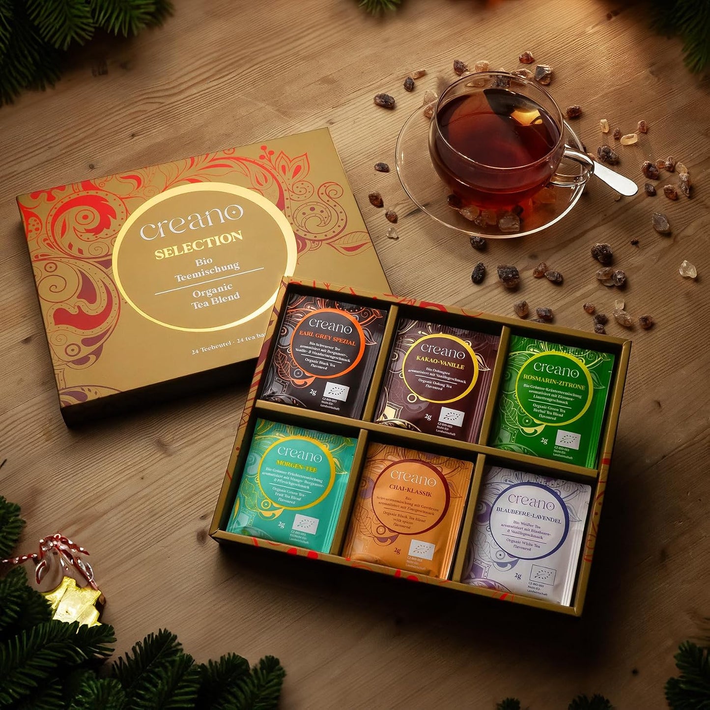 Creano Organic Herbal Tea Sampler Gift Set - Tea Gift Box - 27 Organic Tea Bags in 9 Different Varieties 54 g