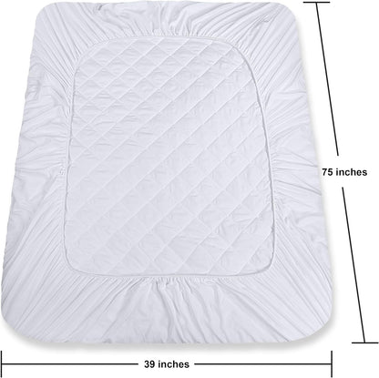 Quilted Fitted Mattress Pad, Queen Mattress Protector Topper with Deep Pocket Stretches up to 16 Inches, Machine Washable Mattress Cover by Utopia Bedding (White)