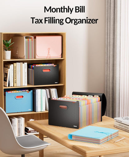 Sooez Accordion File Organizer, 13-Pocket Expanding File Folder Letter Size