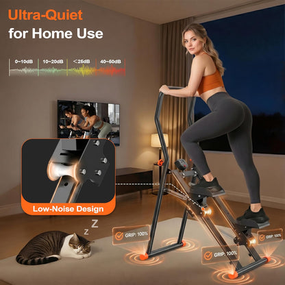 EPHESPORT Stair Stepper for Home Gym, 2.0 Stair Climber with 3-Level Adjustable Resistance, Non-Slip Pedals, Digital Monitor & Phone Holder, Foldable Stepper for Legs Glutes Cardio