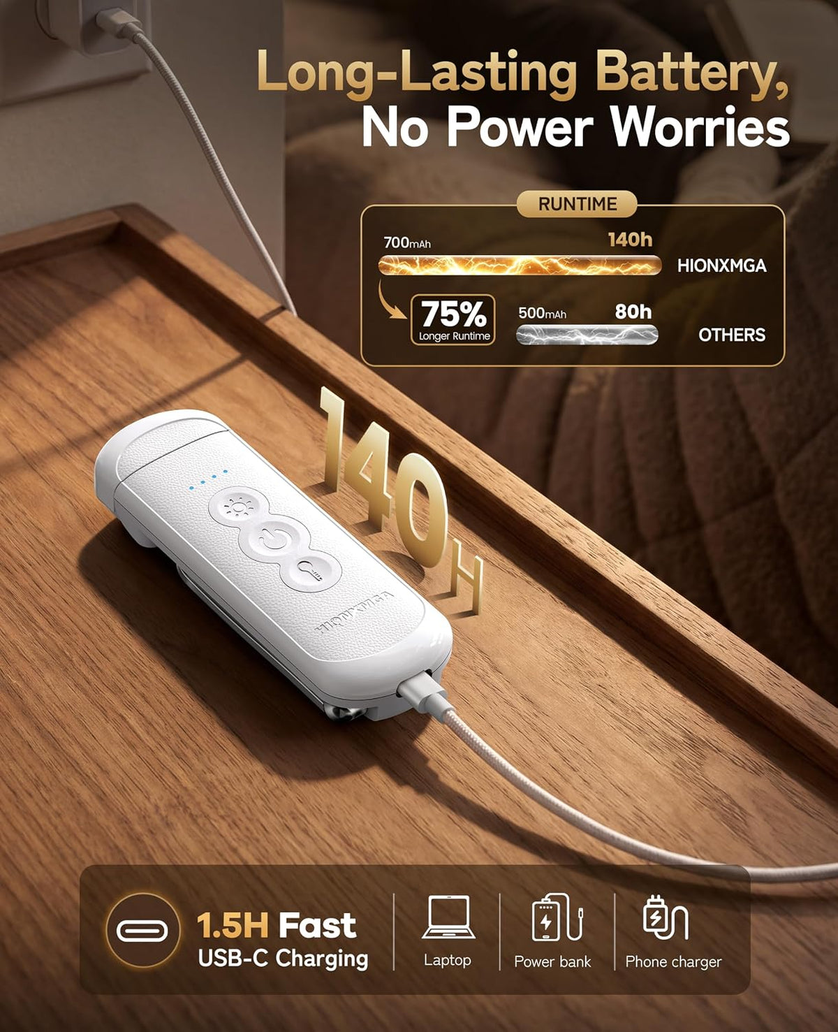HIONXMGA Rechargeable Book Light,Clip-On Reading Light for Books in Bed