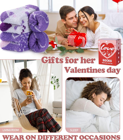 SDBING Fuzzy Socks for Women Soft Fluffy Home Sleeping Socks Cozy Warm Slipper Socks 6 or 5 Pairs