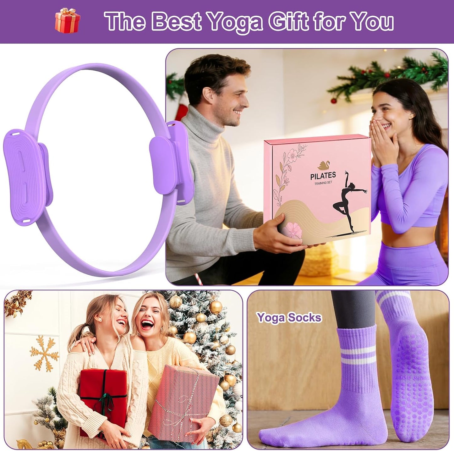Pilates Kit for Home Workouts Set for Women, Pilates Ring Equipment and Ball Set Home Pilates Workout Kit with 15" Magic Circle Ring and Resistance Bands, A Must-Have for Beginners and Seasoned Yogis