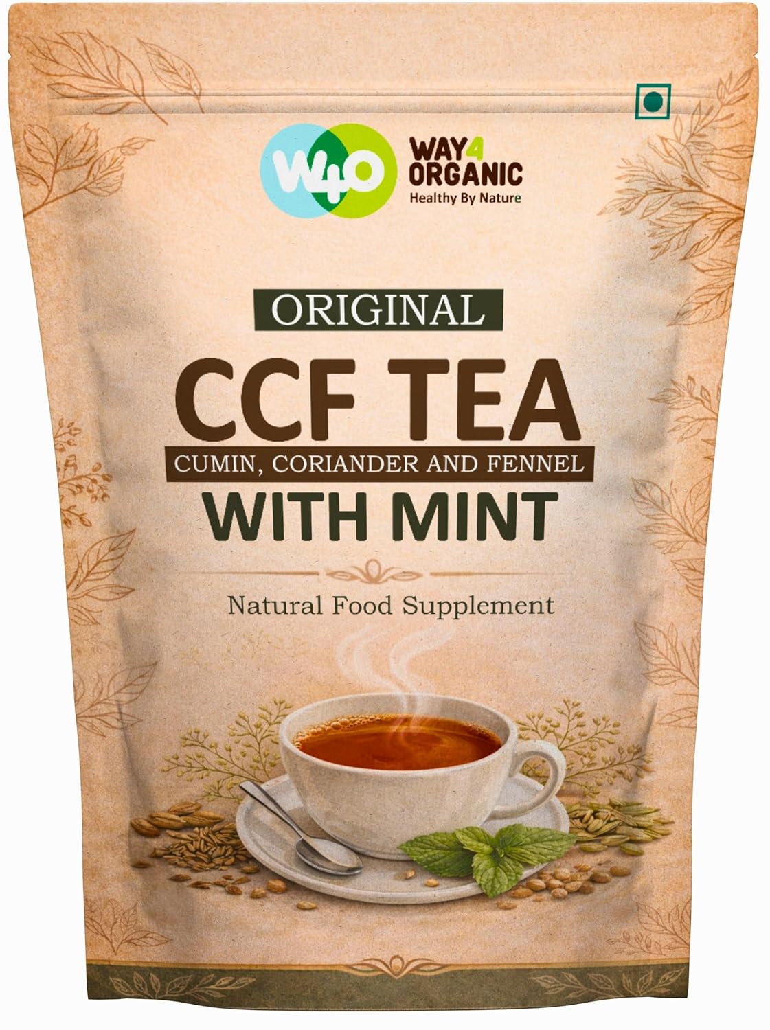 CCF Tea (Cumin, Coriander, Fennel) with Mint - Supports Natural Detoxification 8 Ounces (Pack of 1)
