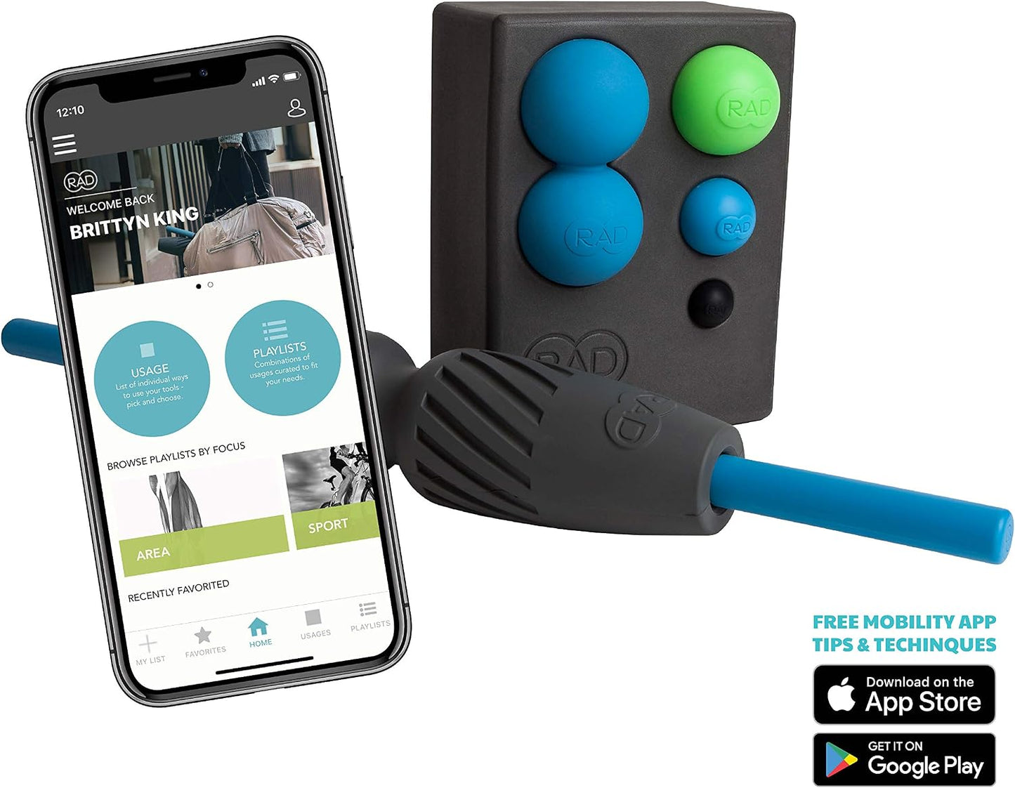 RAD Point Release Kit / 5-in-1 Massage Tool Kit with Block, Massage Balls and Peanut Roller for Self Massage, Mobility and Recovery