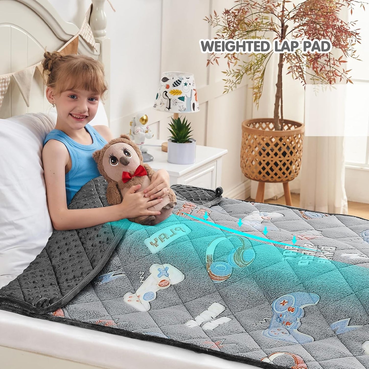 yescool Weighted Lap Pad 2 Pounds Weighted Lap Blanket, Space Plane Small Weighted Blanket, Weighted Throw Blanket Gifts for Travel Indoor Outdoor, 20"x30"