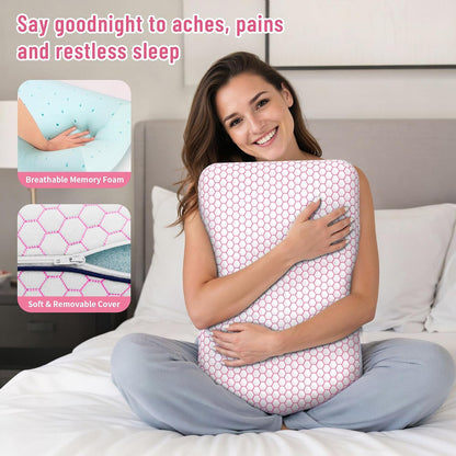 CushyOasis Memory Foam Pillows for Side, Back and Stomach Sleepers, Set of 2, Bed Pillow with Washable Cover and Breathable Mesh, Bed Pillow for Sleeping (Blue，Standard Size)