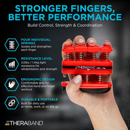 TheraBand Finger Exerciser — Hand & Finger Strengthener for Grip, Dexterity, Arthritis & Rehab — Spring-Loaded, Isolates Each Finger