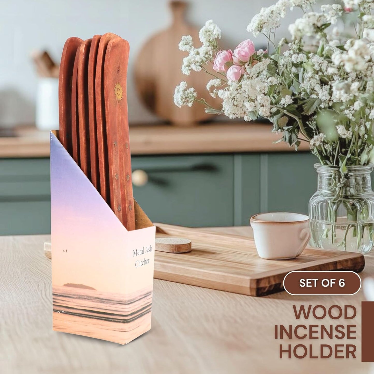Hosley Wood Incense Holder Sun 10 Inches Ideal Gift for Wedding, Aromatherapy, Zen, Spa, Reiki, Meditation