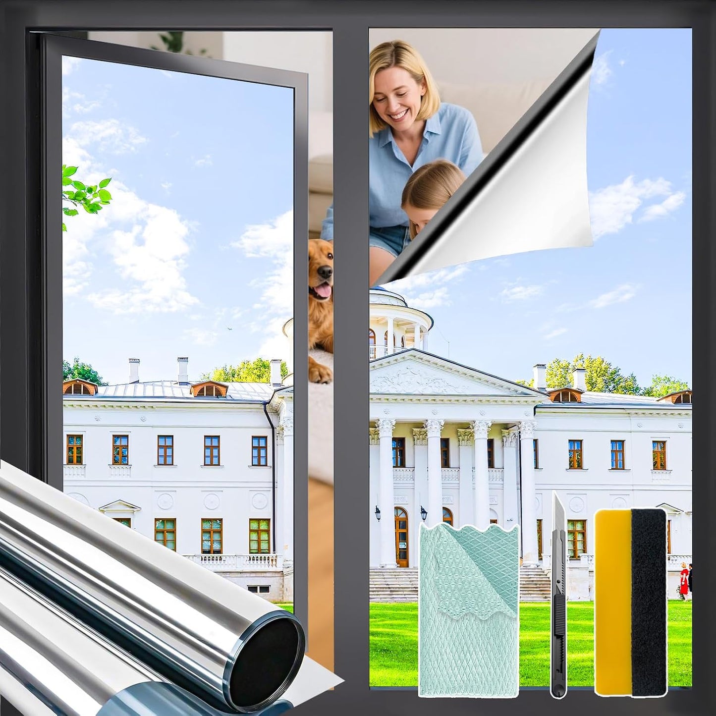 Bloss Blackout Window Film Privacy, 100% Sun Blocking Privacy Film for Glass, Removable Room Darkening Black Out Window Tint, Static Cling Frosted Glass Film (Black/Matte, 17.7" x 78.7")