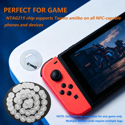30 PCS NFC Stickers NTAG215 Tags, 504 Bytes Clear Waterproof Rewritable
