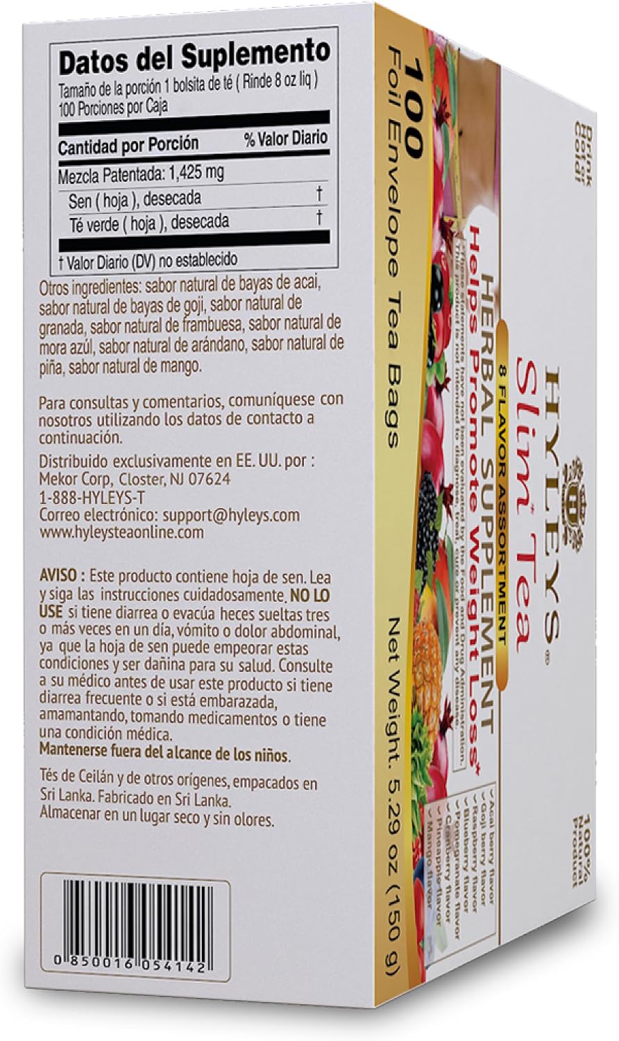HYLEYS Slim Tea, 9 Flavor Weight Loss Variety Pack, Diet Tea, 100 Bags