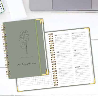 Undated Weekly Planner With Habit Tracker & To Do List 5.7 x 8.0 inch | Avoid Unfocused Busywork,Productivity Organizer,No-Bleed Thick Pages,Portable Size,Lay-Flat Spiral for Hands Free