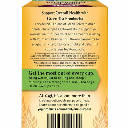 Yogi Green Kombucha Organic Tea, 16 Tea Bags (4 Pack)