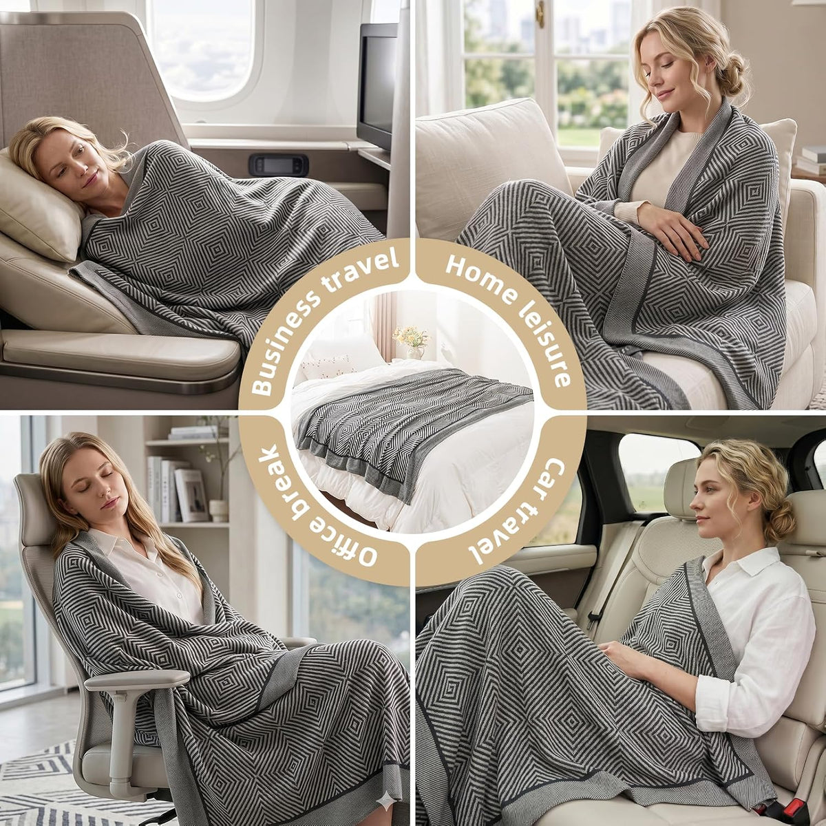 Travel Blanket Airplane - Ultra Soft & Lightweight Knit Design