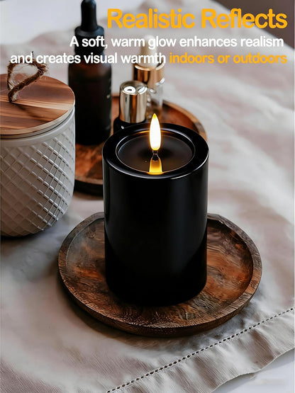 Gmnee 3"x4" Outdoor Waterproof Flameless Candles with Remote and Timers, LED Candles, Battery Operated Candles, Electric Fake Pillar Candles for Patio, Porch, and Lanterns Decor (Ivory, Plastic)