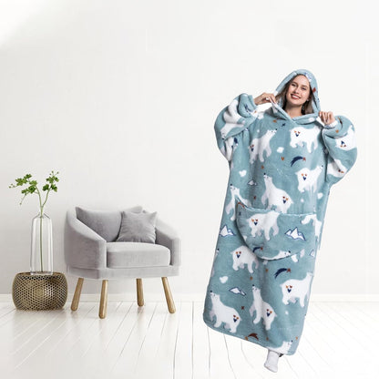 Capecage Blanket Hoodie, Long Hooded Blanket Sweatshirt as Birthday Gifts for Women Men, Long Wearable Blanket for Women Men.
