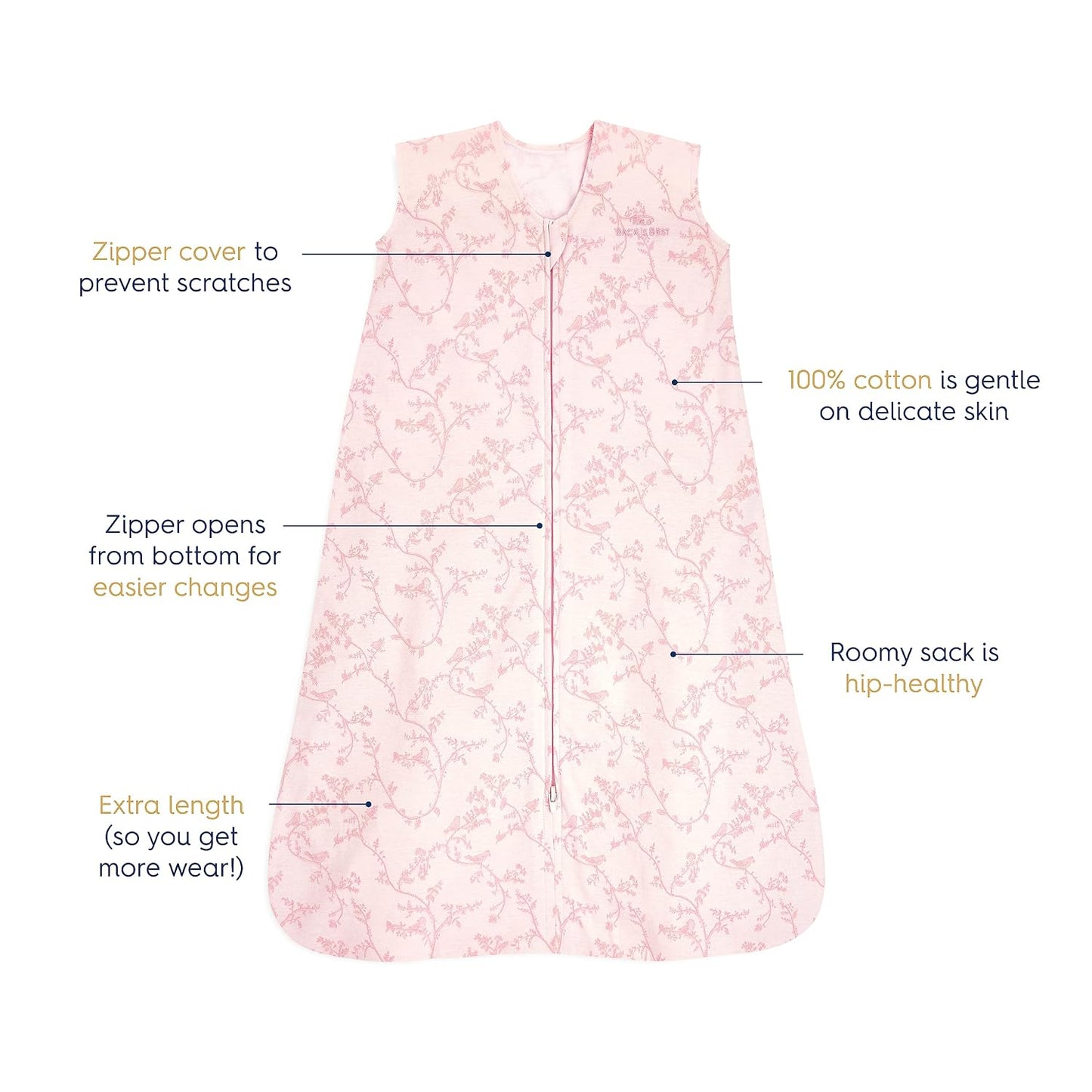 HALO SleepSack, 100% Cotton Wearable Blanket, Swaddle Transition Sleeping Bag, TOG 0.5, Ocean Life, Medium, 6-12 Months