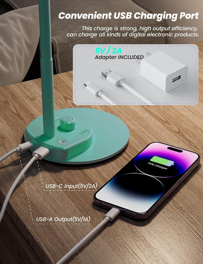 BOHON LED Desk Lamp with USB Charging Port 3 Color Modes Dimmable, Black